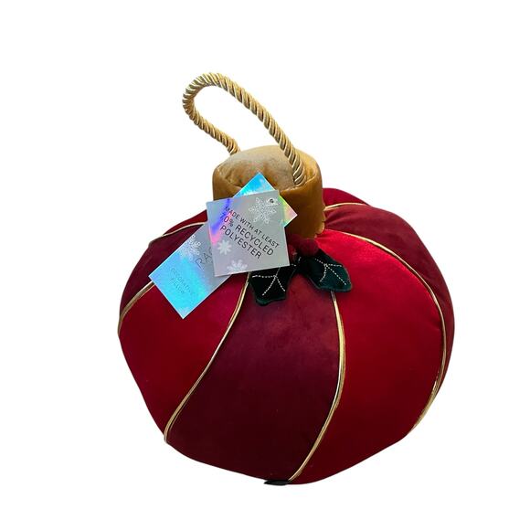 Rachel Zoe Velvet Christmas Ornament Pillow 10in Red Designer Holiday Decor New - Picture 4 of 13